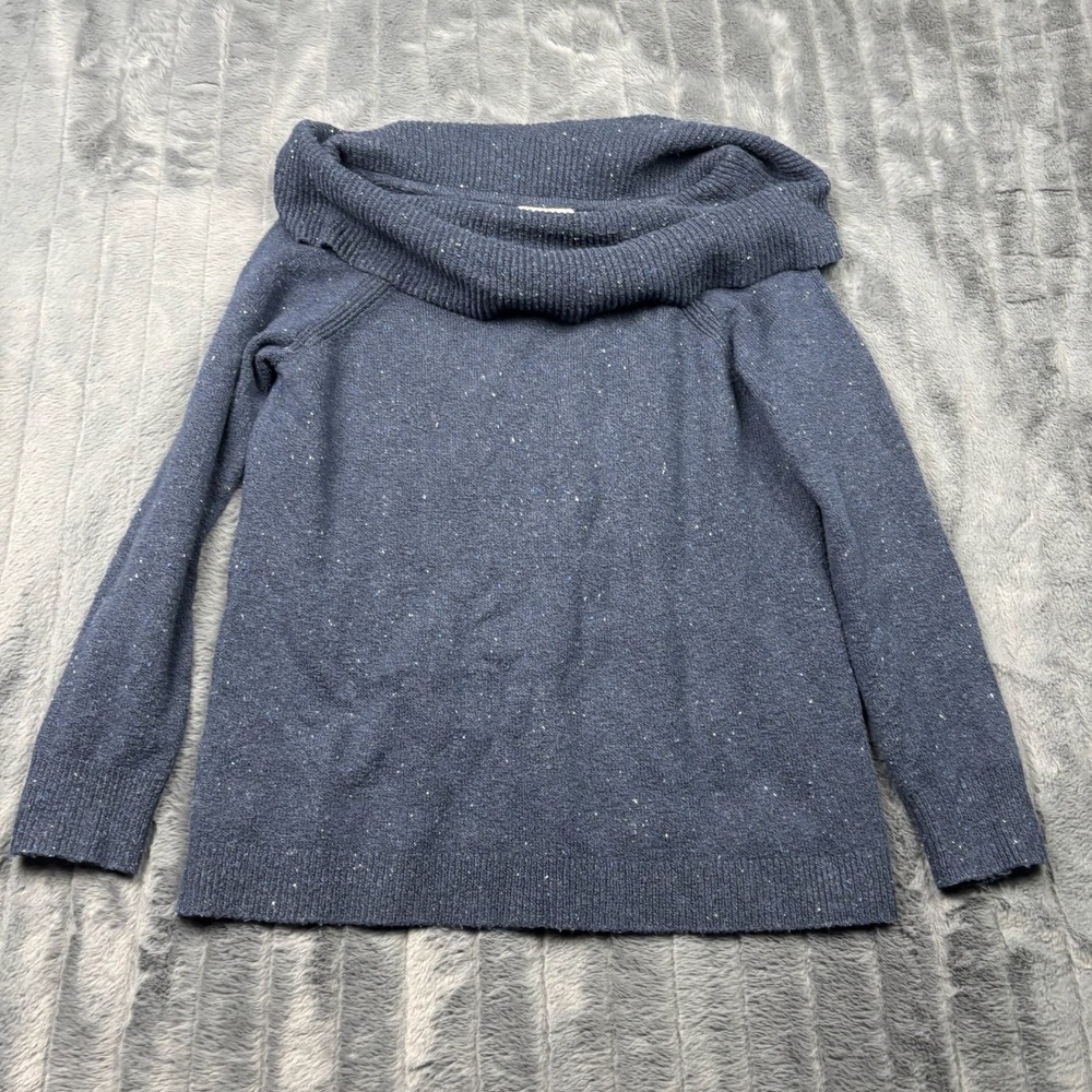 LOFT Outlet Navy Blue Marled Cowl Neck Sweater Womens Large Raglan Sleeve 14143